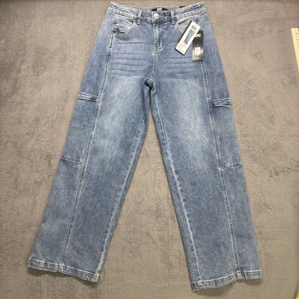 Madden NYC Women’s High Rise Cargo Skater Jeans Relaxed Fit Size 2/cotton-NWT